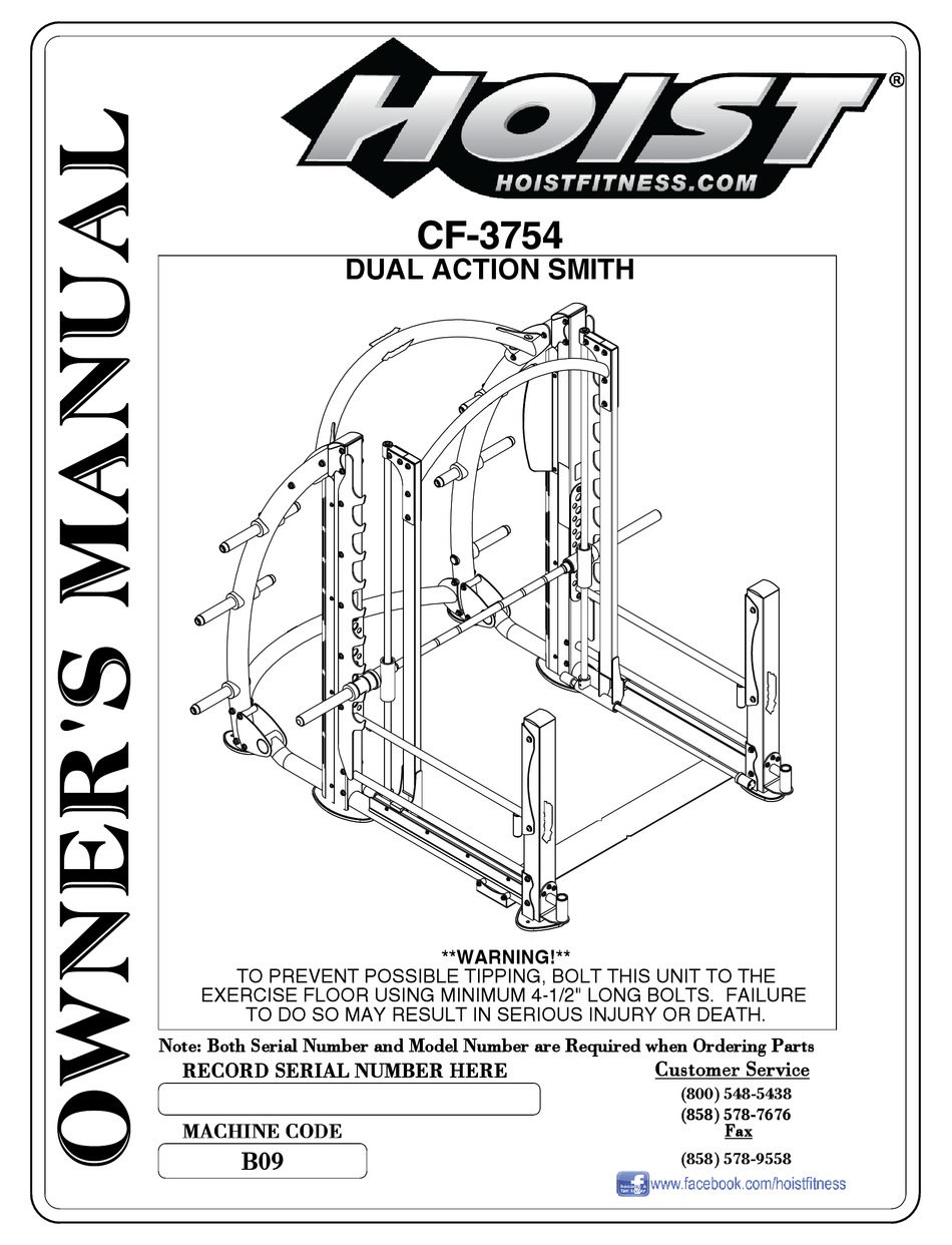 HOIST FITNESS CF3754 OWNER'S MANUAL Pdf Download ManualsLib