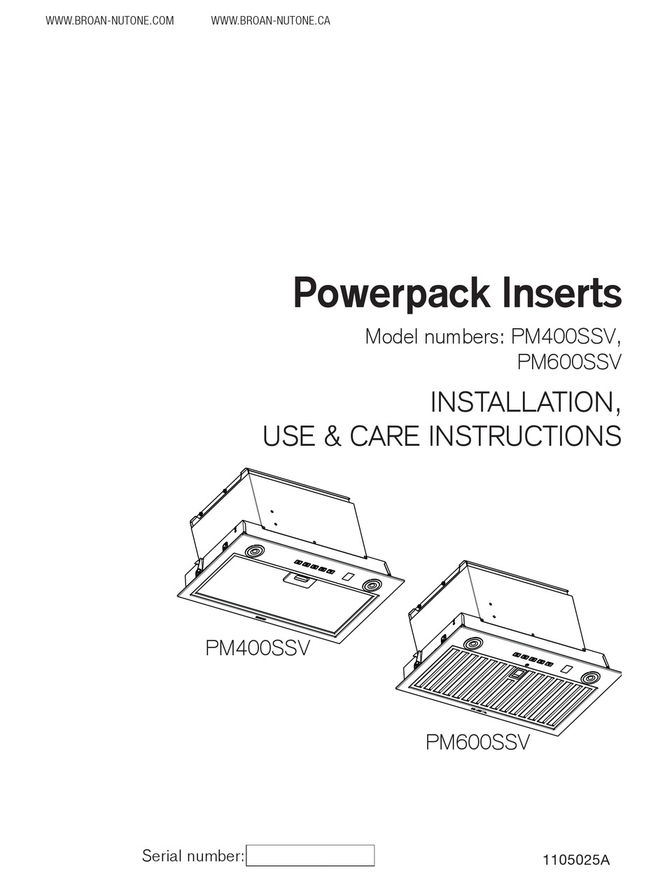 NUTONE PM400SSV USE & CARE INSTRUCTIONS MANUAL Pdf Download ManualsLib