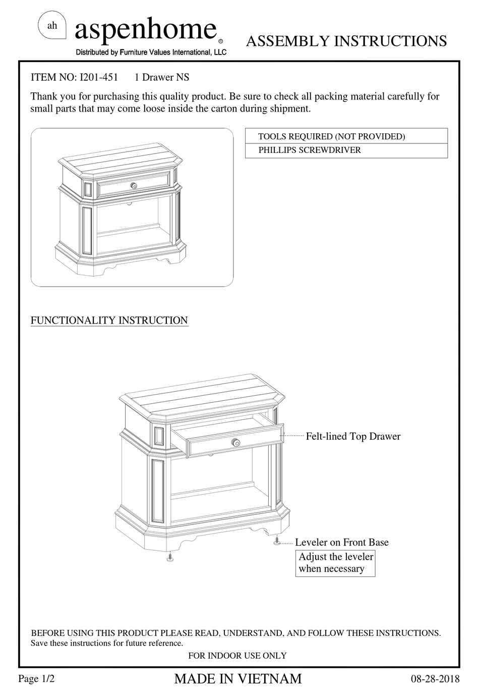 ASPENHOME I201451 ASSEMBLY INSTRUCTIONS Pdf Download ManualsLib