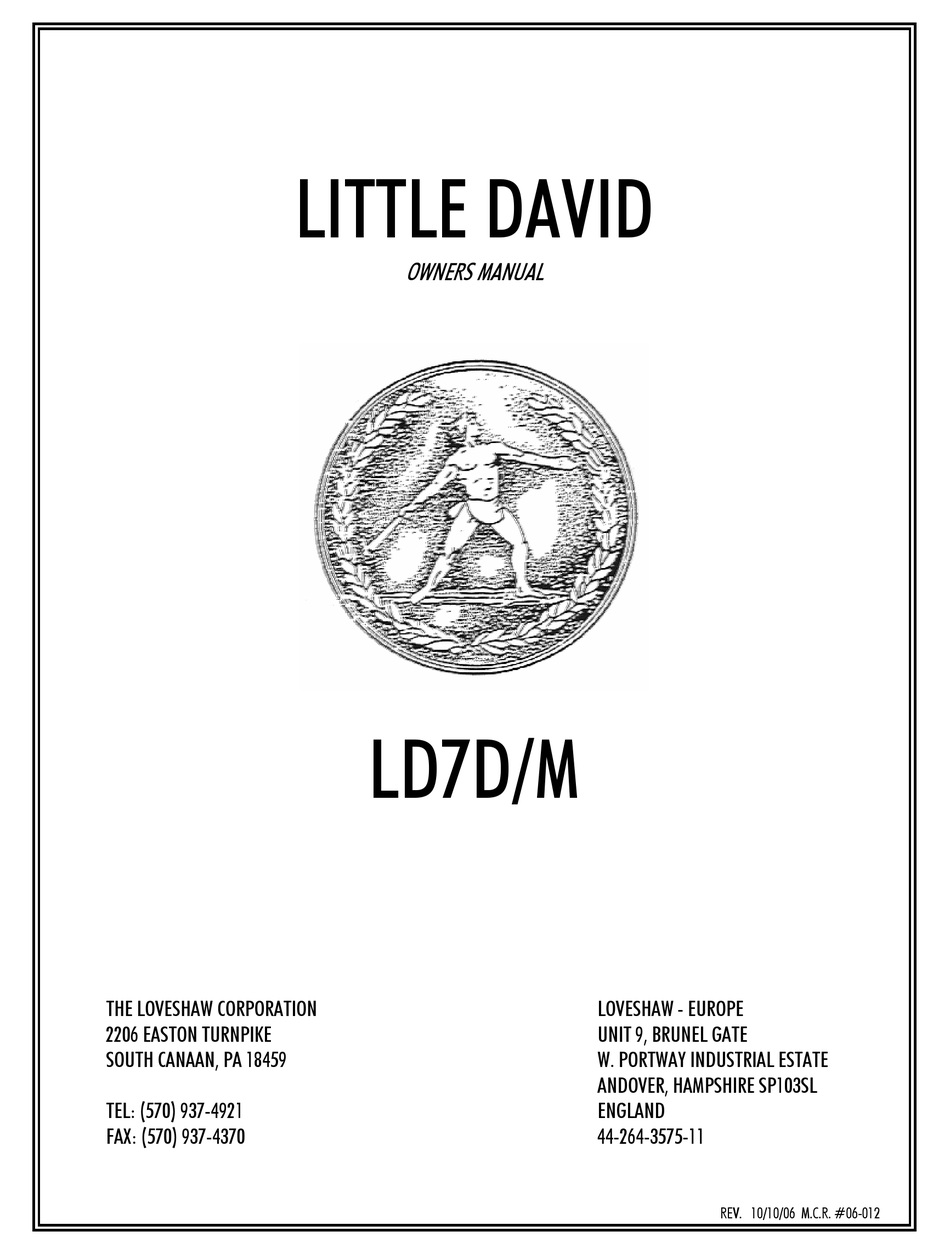ITW LOVESHAW LITTLE DAVID LD7D/M OWNER