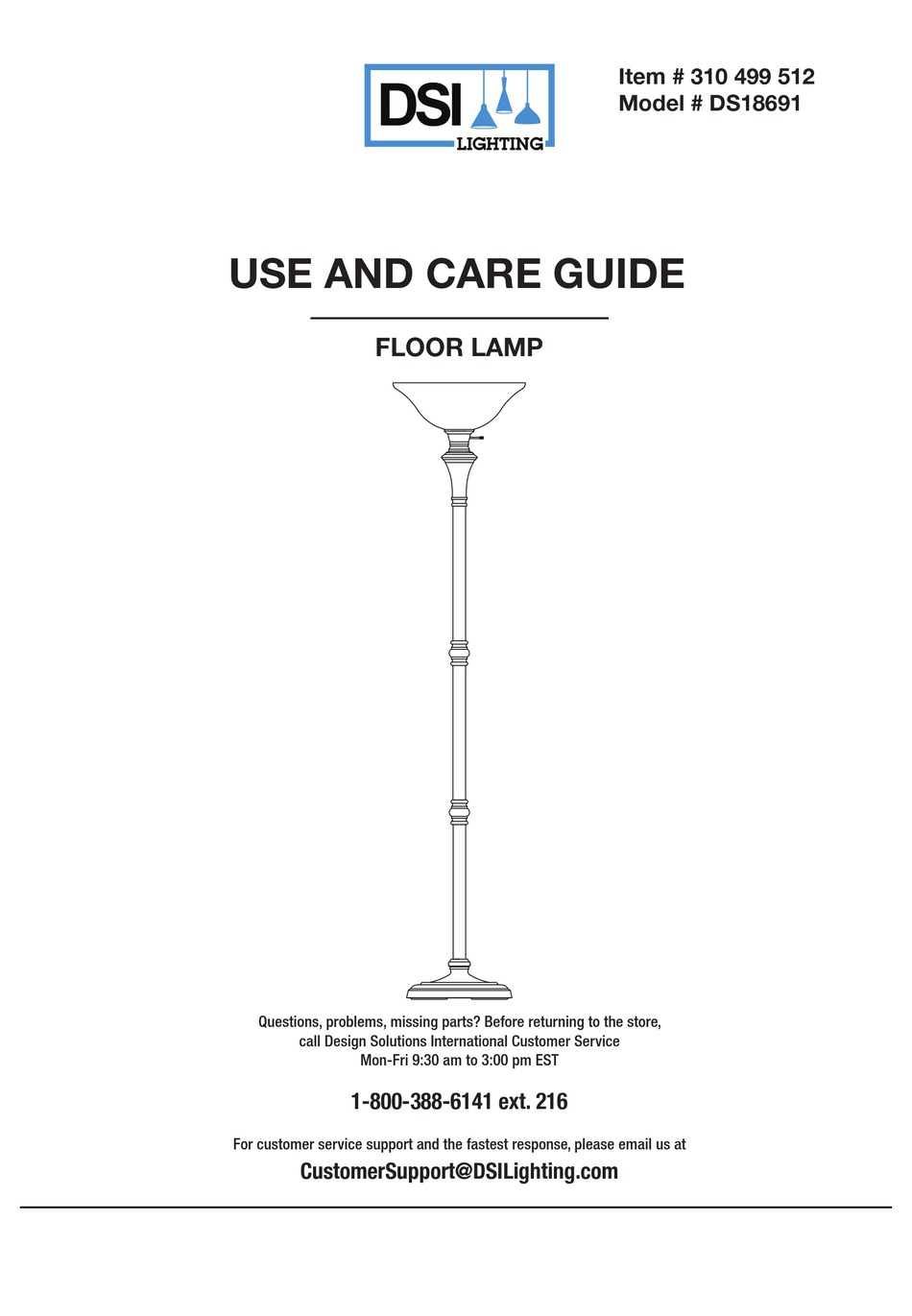DSI LIGHTING DS18691 USE AND CARE MANUAL Pdf Download ManualsLib
