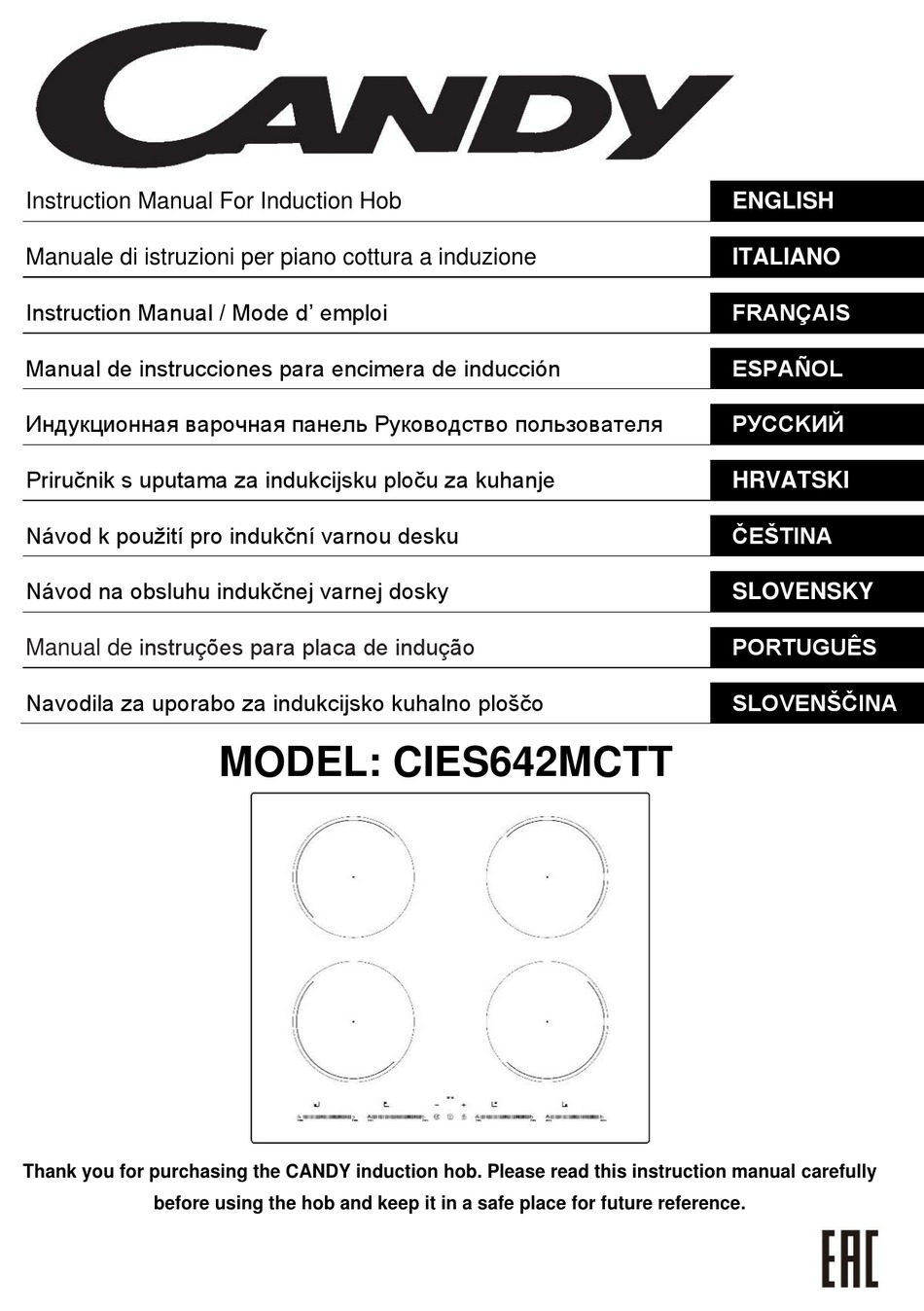 CANDY CIES642MCTT INSTRUCTION MANUAL Pdf Download ManualsLib