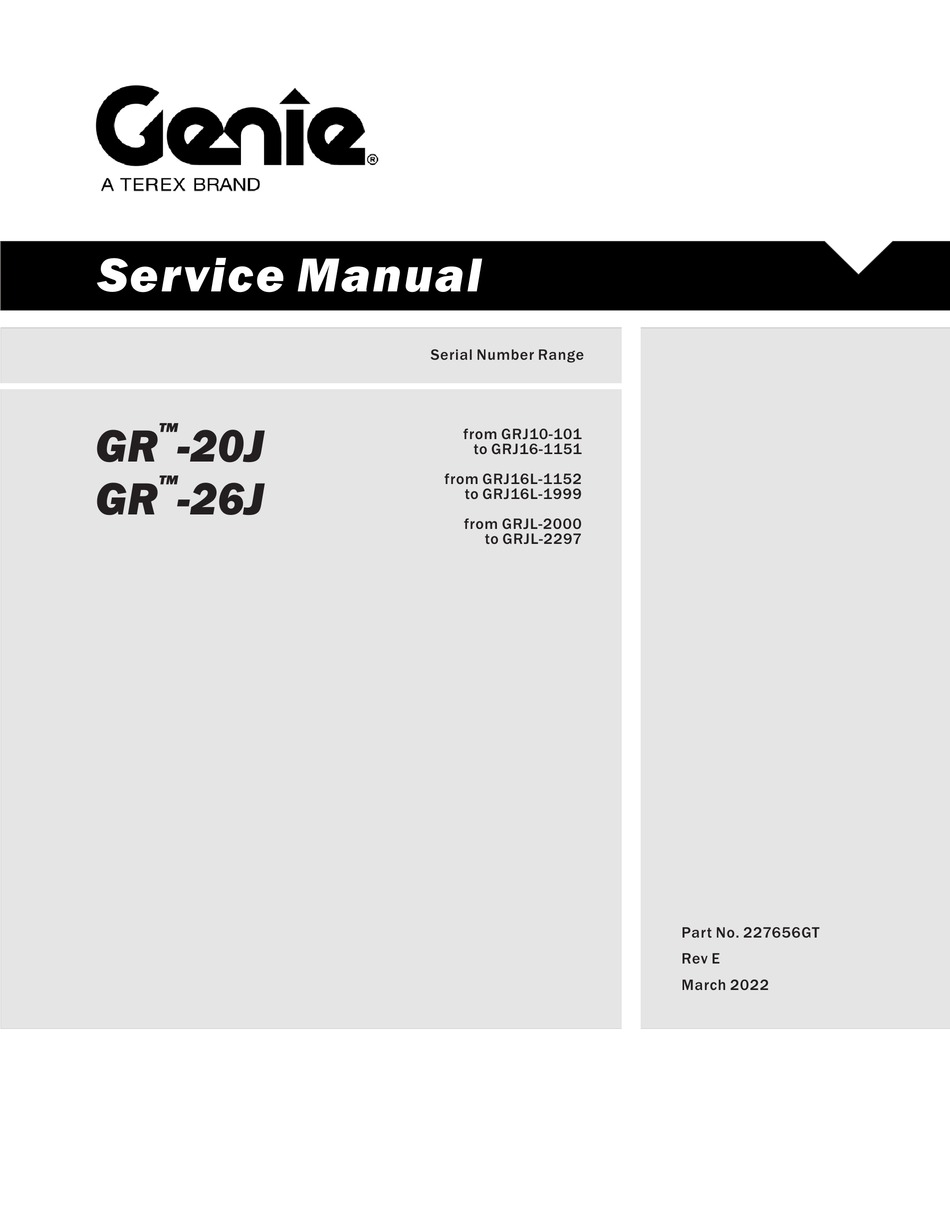 Terex Genie Gr J Service Manual Pdf Download Manualslib