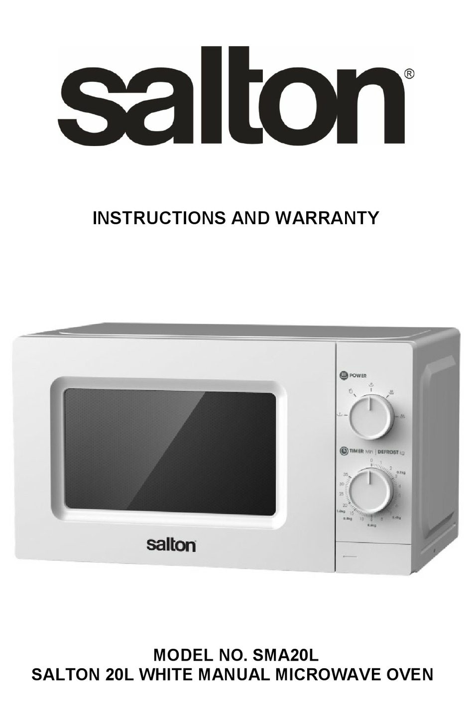 SALTON SMA20L INSTRUCTIONS AND WARRANTY Pdf Download ManualsLib
