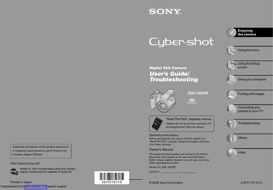 SONY CYBERSHOT DSCH2 USER