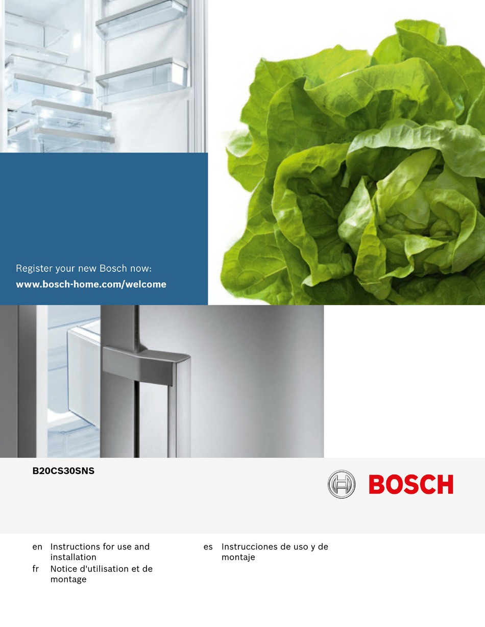BOSCH B20CS30SNS/02 INSTRUCTIONS FOR USE AND INSTALLATION Pdf Download