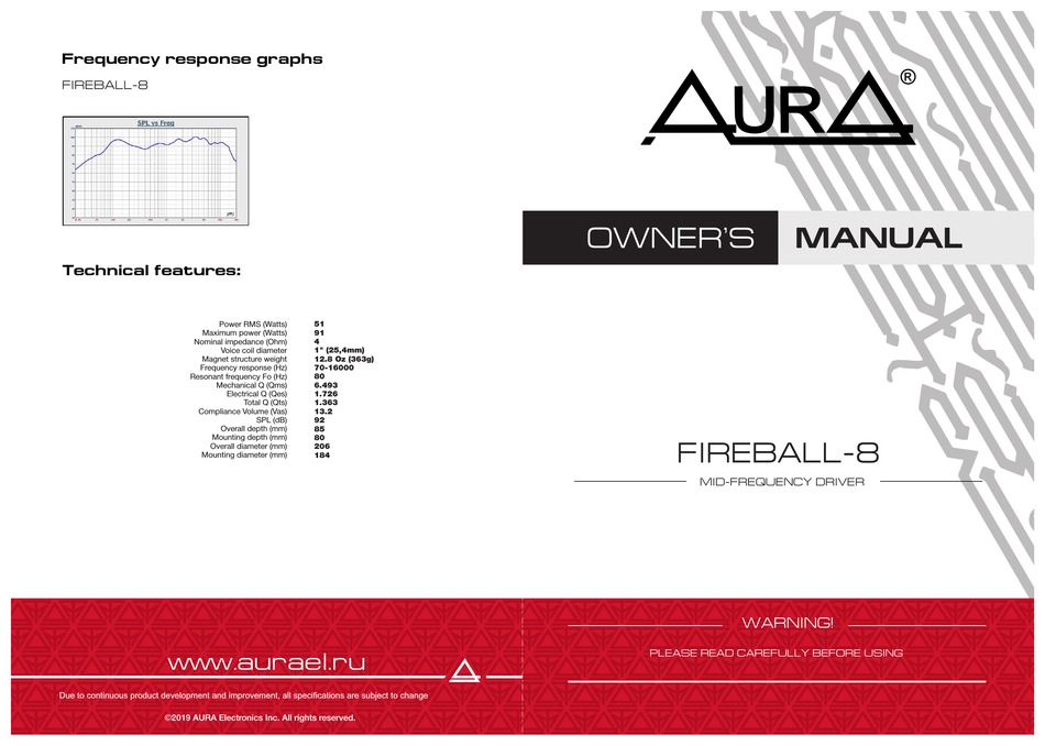 AURA FIREBALL-8 OWNER'S MANUAL Pdf Download | ManualsLib