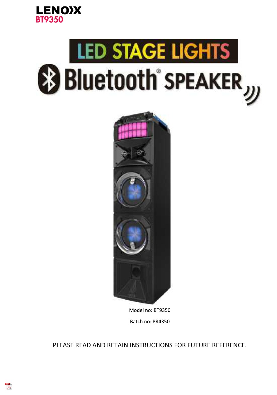 LENOXX PR4350 INSTRUCTIONS MANUAL Pdf Download ManualsLib