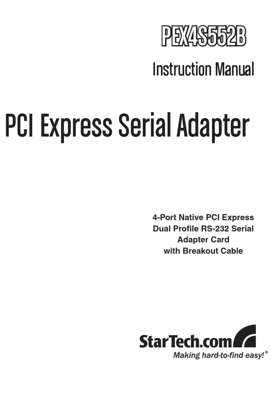 STARTECH.COM PEX4S552B INSTRUCTION MANUAL Pdf Download | ManualsLib