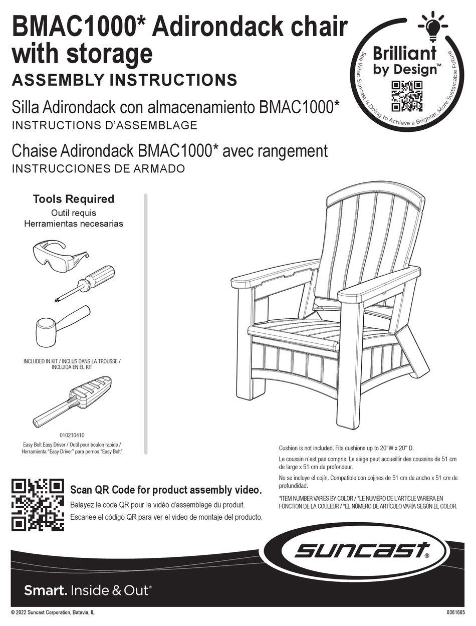 SUNCAST BMAC SERIES ASSEMBLY INSTRUCTIONS MANUAL Pdf Download ManualsLib