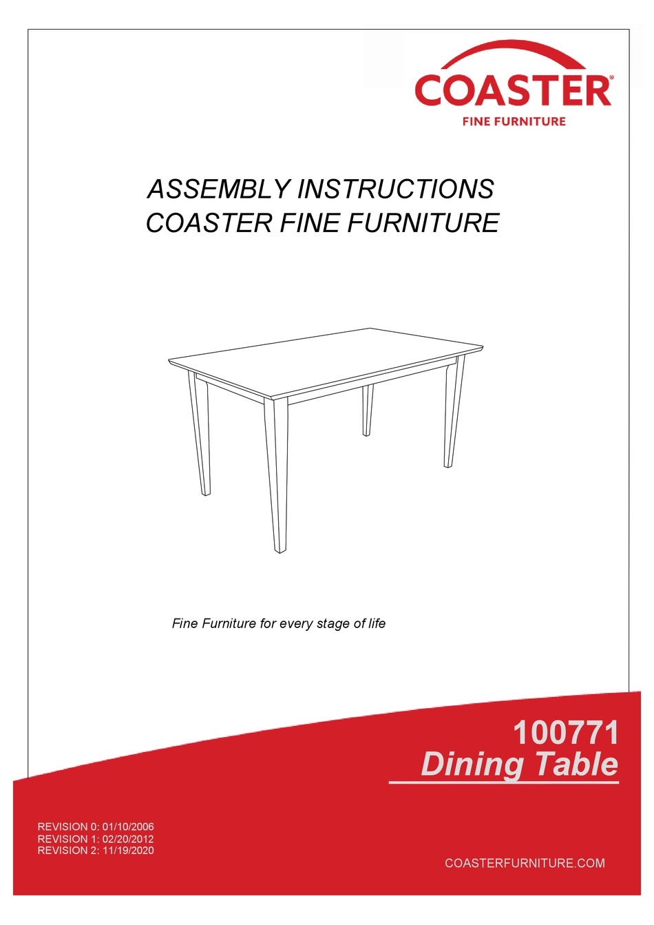 COASTER 100771 ASSEMBLY INSTRUCTIONS Pdf Download ManualsLib