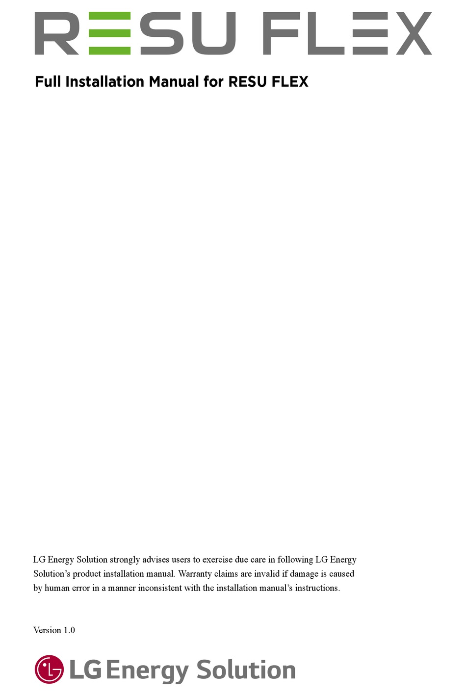 LG RESU FLEX INSTALLATION MANUAL Pdf Download ManualsLib