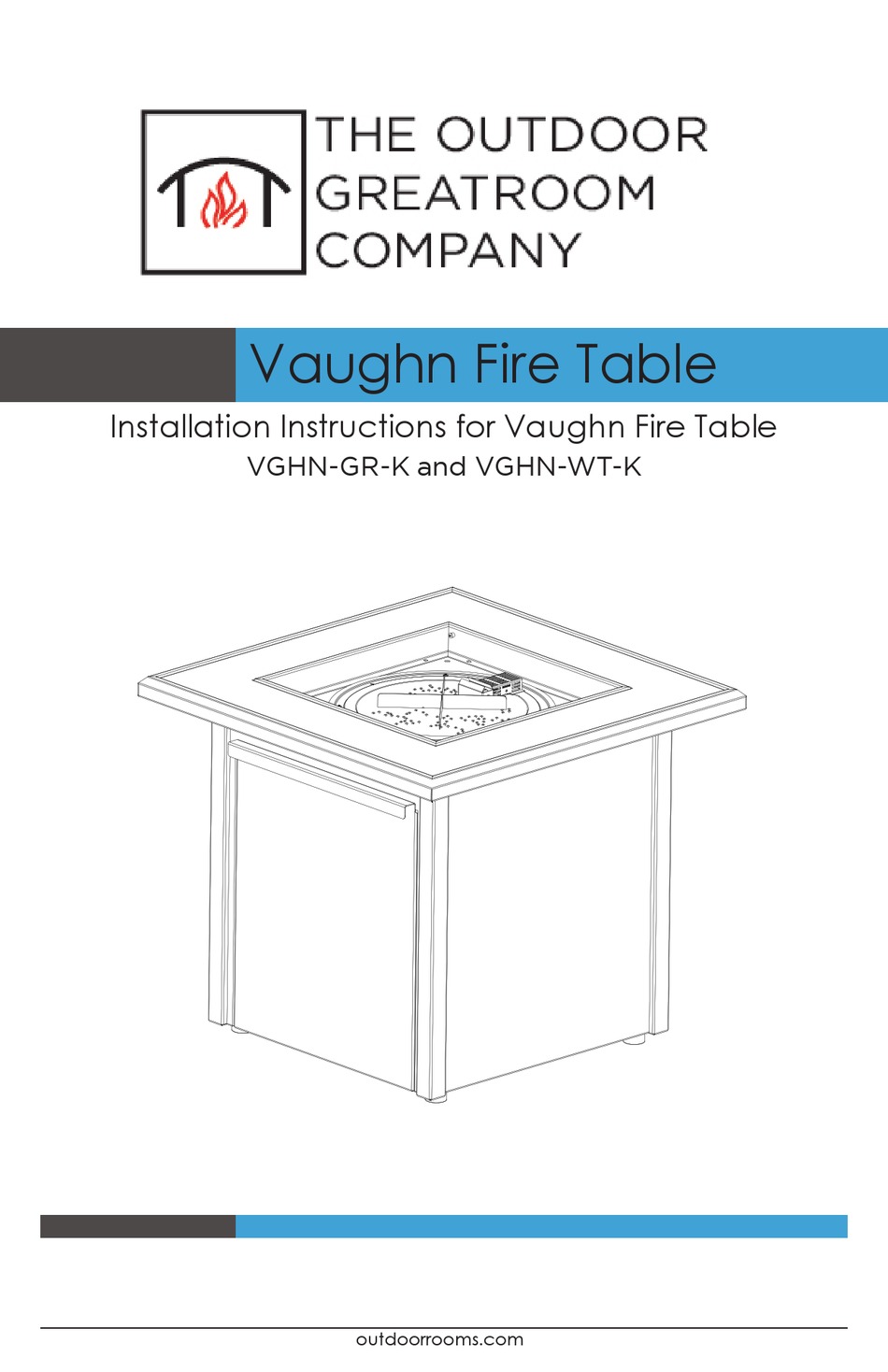 OUTDOOR GREATROOM COMPANY VAUGHN VGHNGRK INSTALLATION INSTRUCTIONS