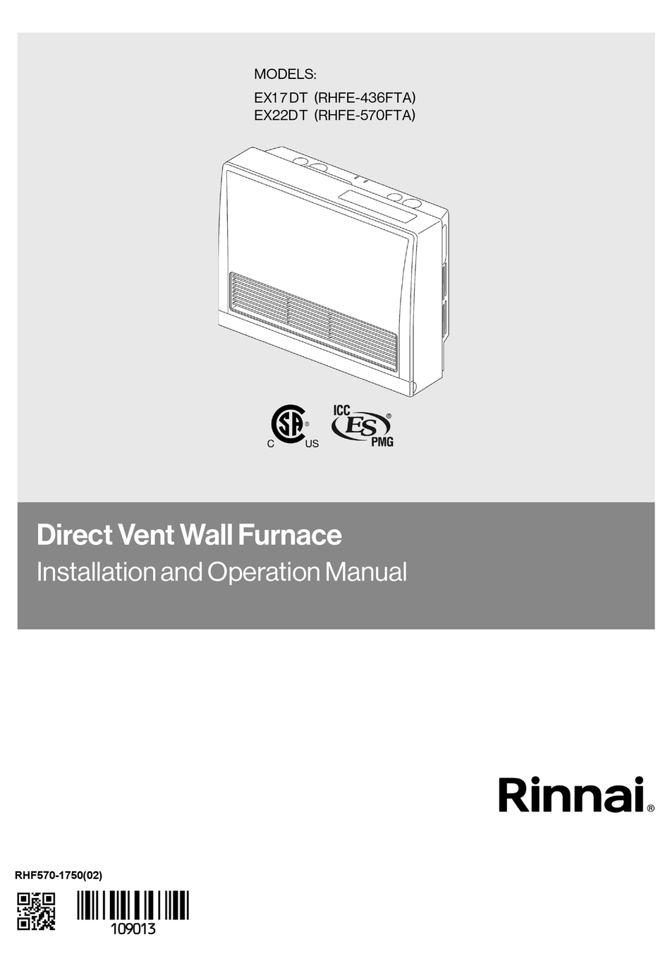 RINNAI EX1 7 DT INSTALLATION AND OPERATION MANUAL Pdf Download ManualsLib