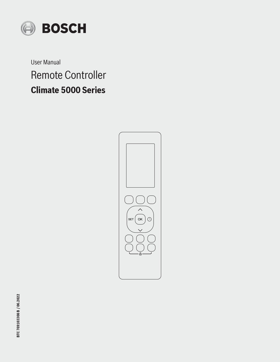 BOSCH CLIMATE 5000 SERIES USER MANUAL Pdf Download ManualsLib