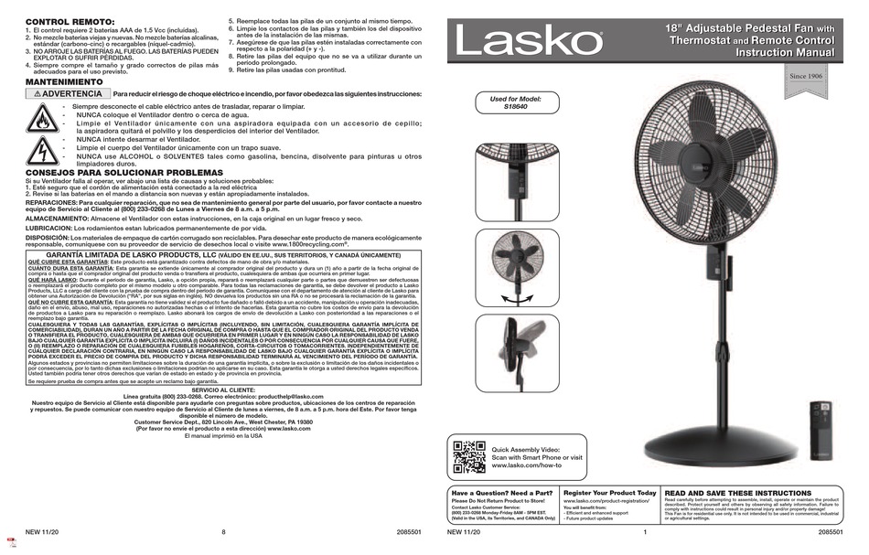 LASKO S18640 INSTRUCTION MANUAL Pdf Download ManualsLib