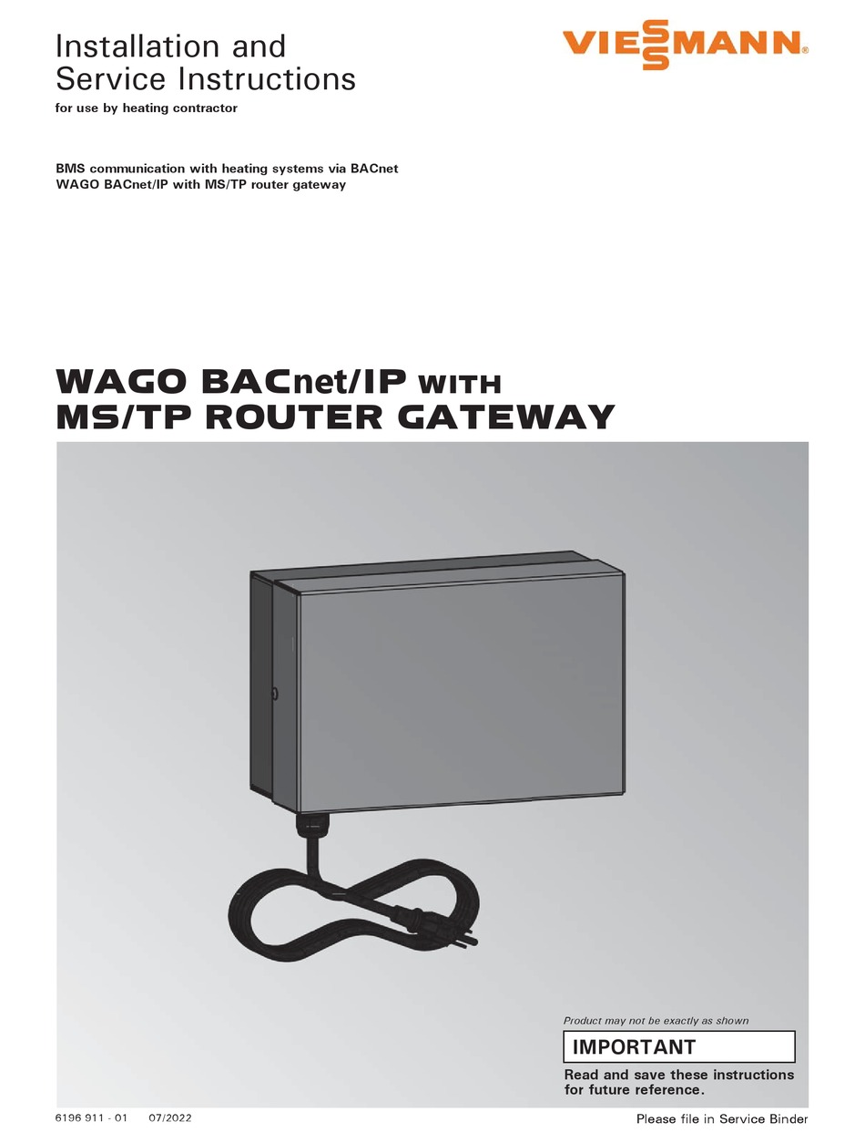 WAGO BACNET/IP INSTALLATION AND SERVICE INSTRUCTIONS MANUAL Pdf ...