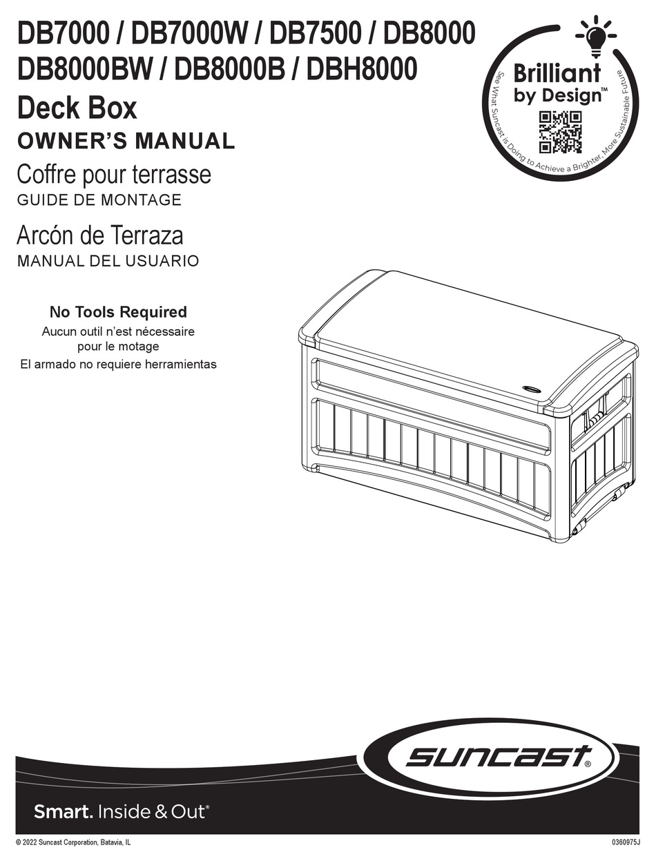 SUNCAST BRILLIANT BY DESIGN DECK BOX DB7000 OWNER'S MANUAL Pdf Download