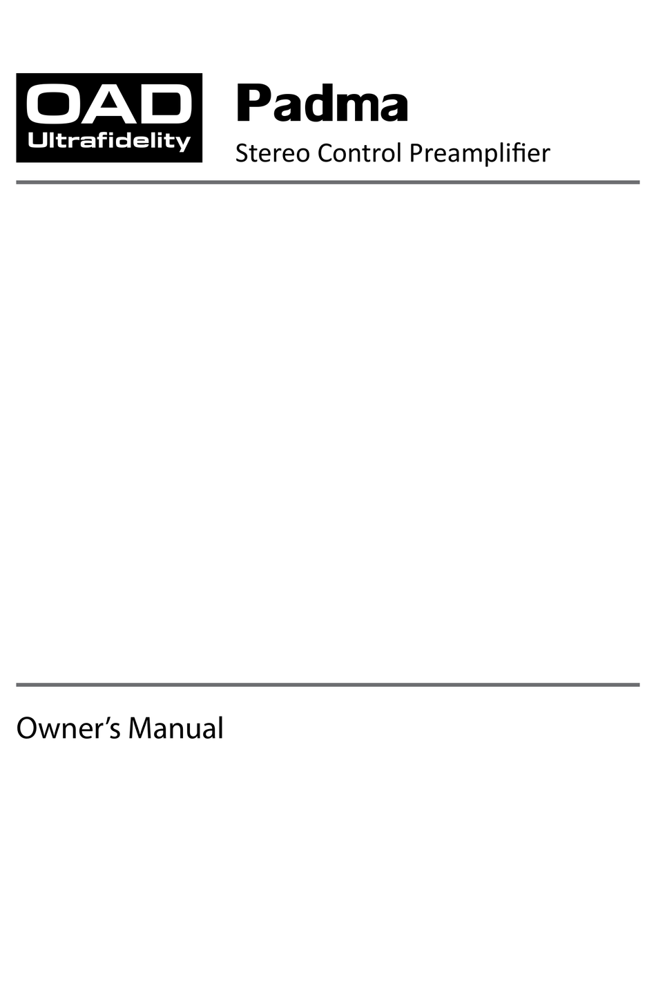 OAD ULTRAFIDELITY PADMA OWNER'S MANUAL Pdf Download ManualsLib