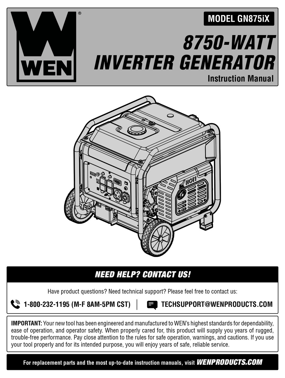 WEN GN875IX INSTRUCTION MANUAL Pdf Download | ManualsLib