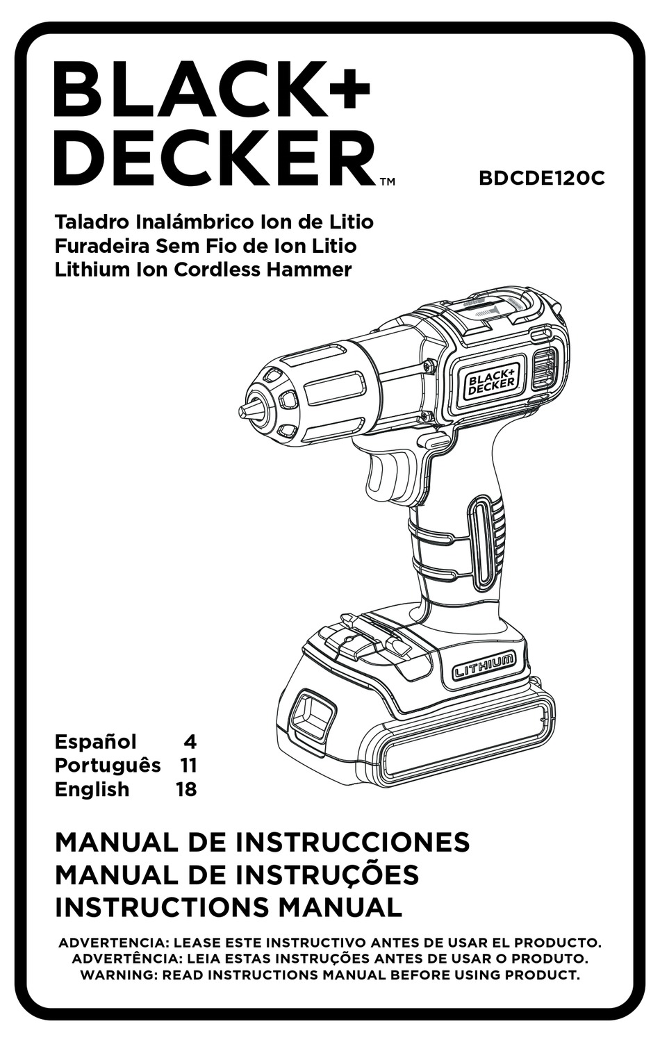 BLACK & DECKER BDCDE120C INSTRUCTION MANUAL Pdf Download | ManualsLib