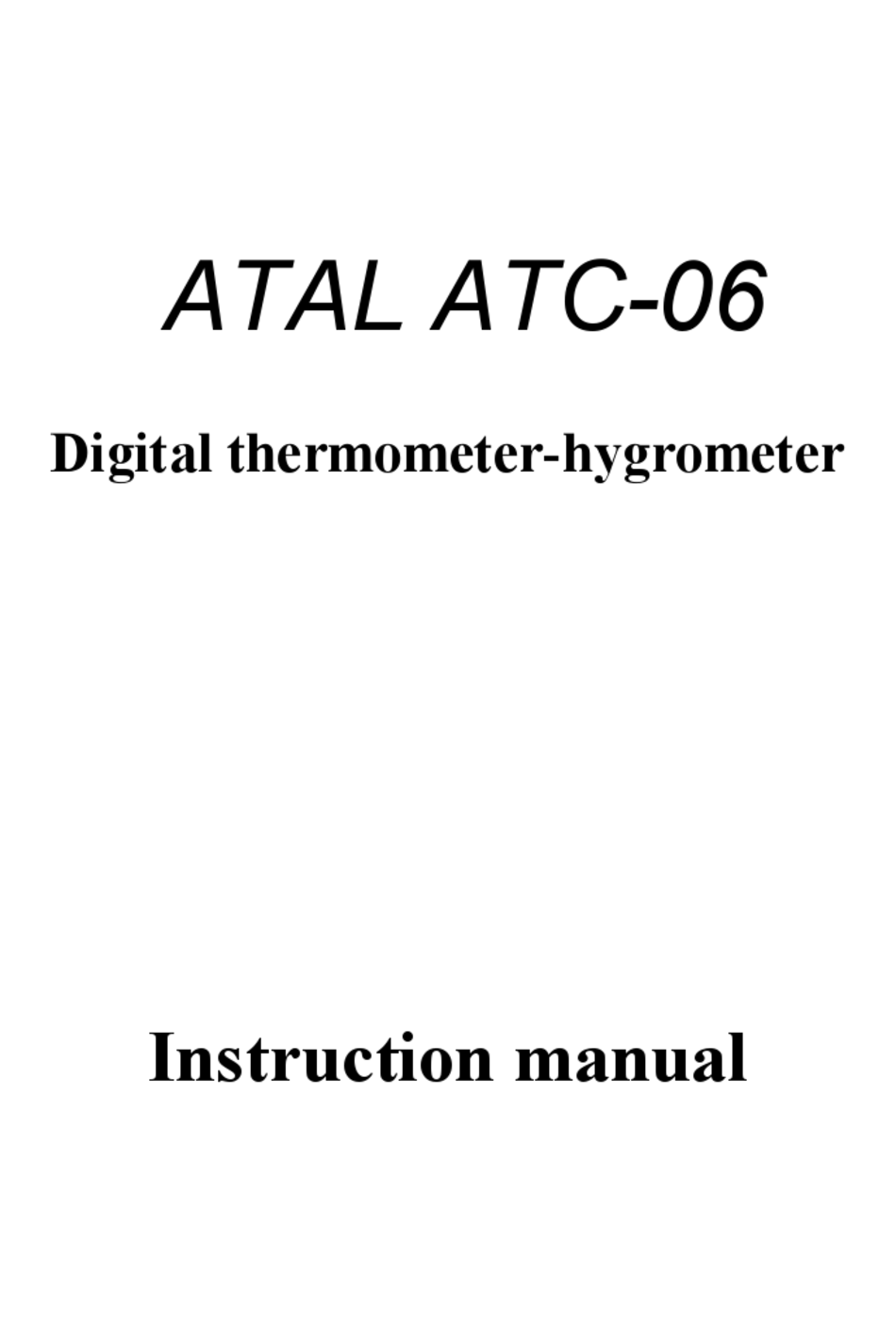 ATAL ATC06 INSTRUCTION MANUAL Pdf Download ManualsLib