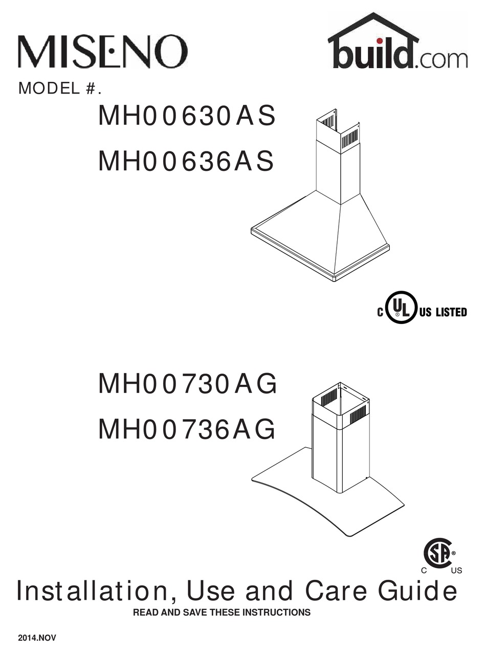 MISENO MH00630AS INSTALLATION, USE AND CARE MANUAL Pdf Download