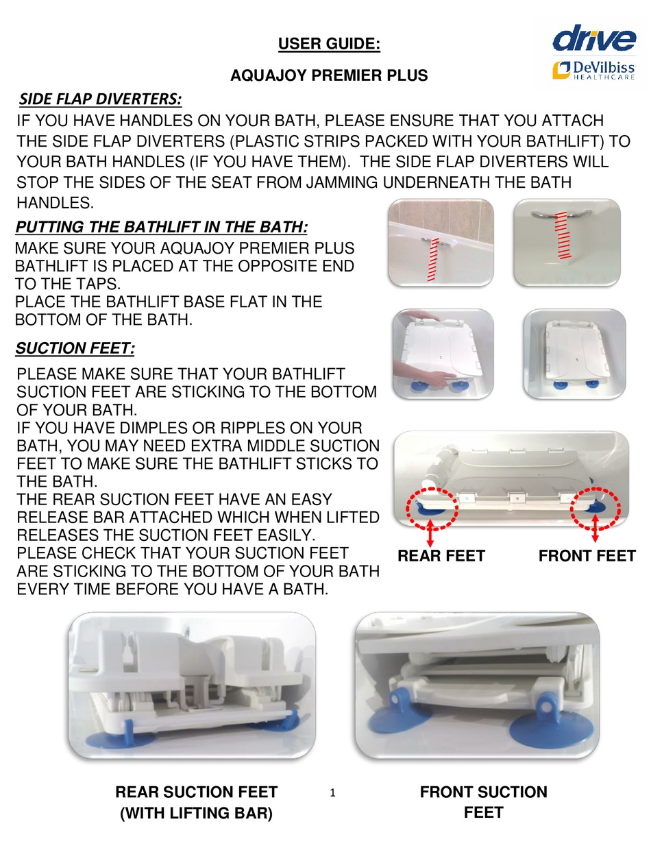DEVILBISS HEALTHCARE DRIVE AQUAJOY PREMIER PLUS USER MANUAL Pdf