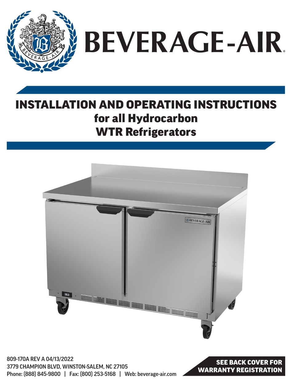 BEVERAGEAIR WTR20HC INSTALLATION AND OPERATING INSTRUCTIONS MANUAL Pdf