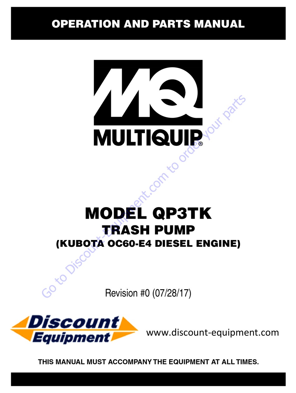 MQ MULTIQUIP QP3TK OPERATION AND PARTS MANUAL Pdf Download ManualsLib