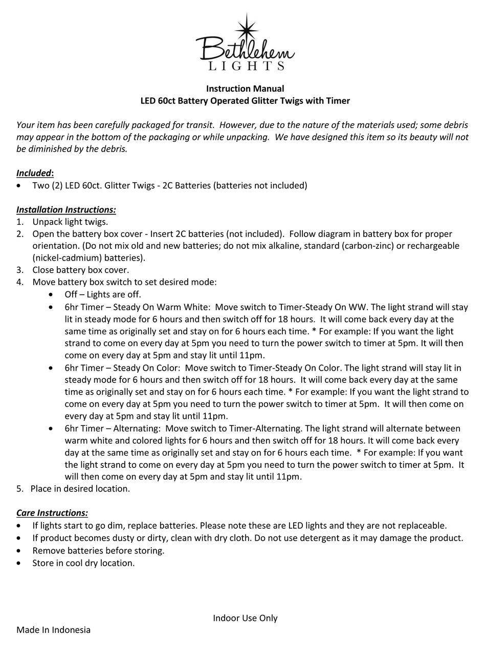 BETHLEHEM LIGHTS 2CTC INSTRUCTION MANUAL Pdf Download ManualsLib