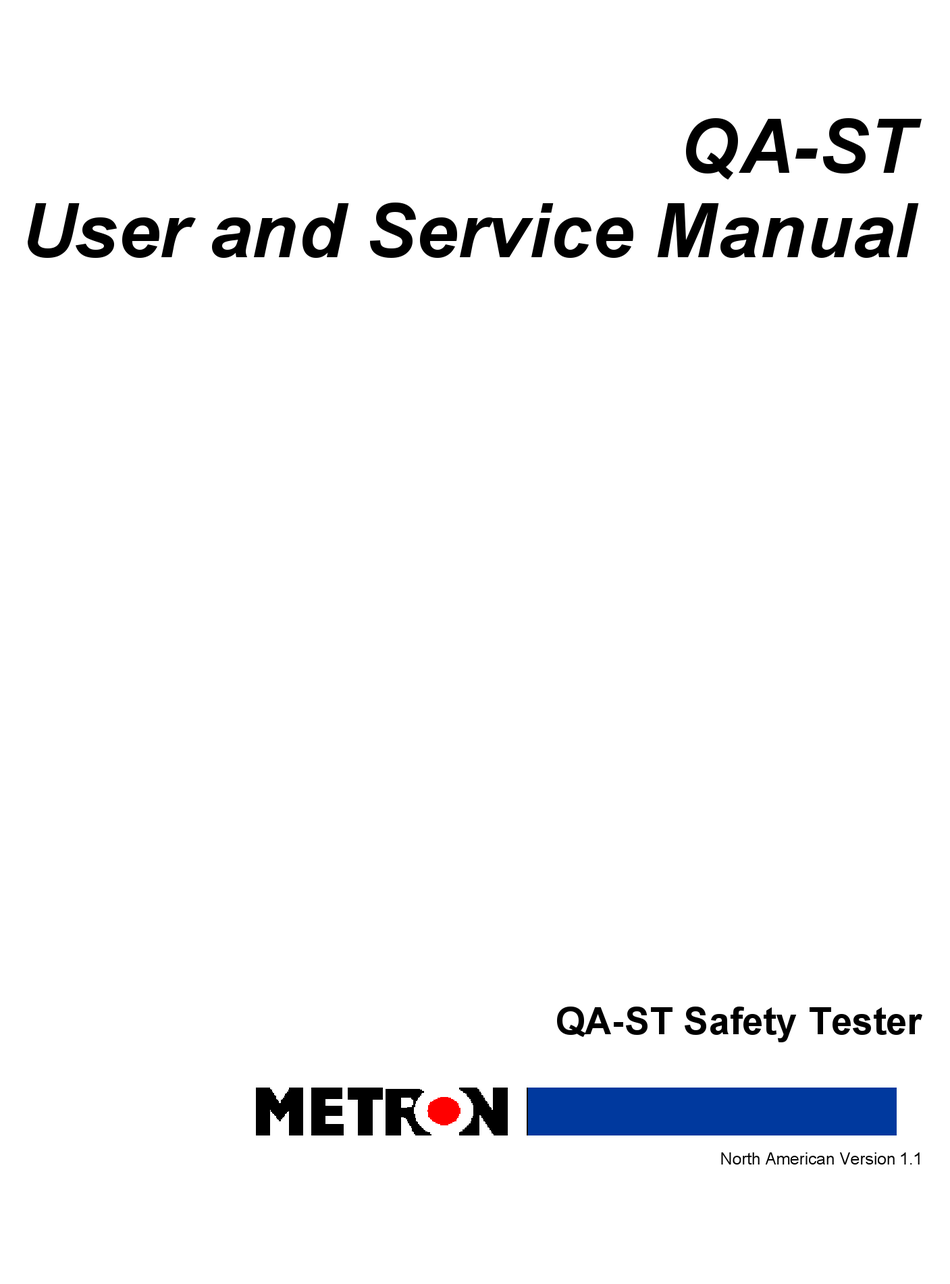 METRON QAST USER AND SERVICE MANUAL Pdf Download ManualsLib