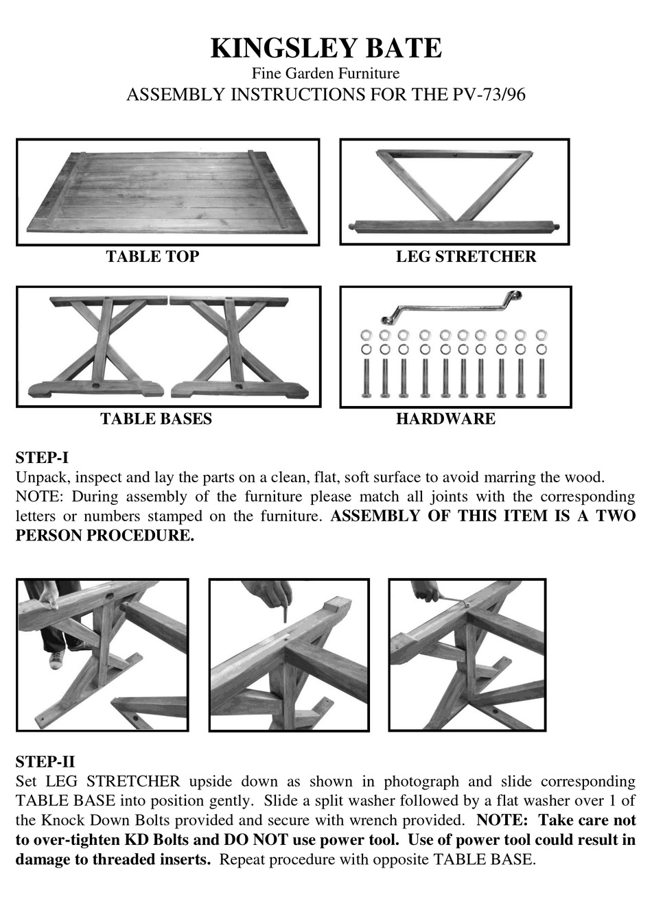 KINGSLEYBATE PV73 ASSEMBLY INSTRUCTIONS Pdf Download ManualsLib