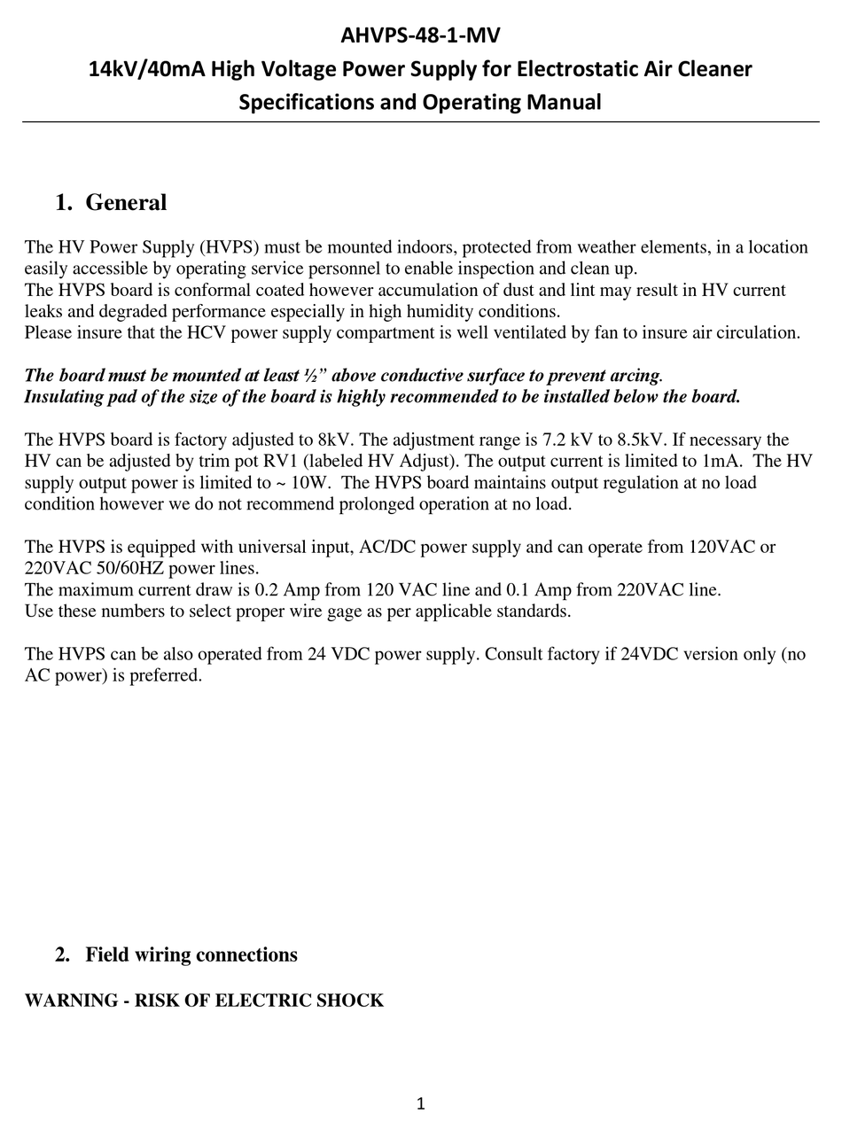 ALLANSON AHVPS481MV OPERATING MANUAL Pdf Download ManualsLib