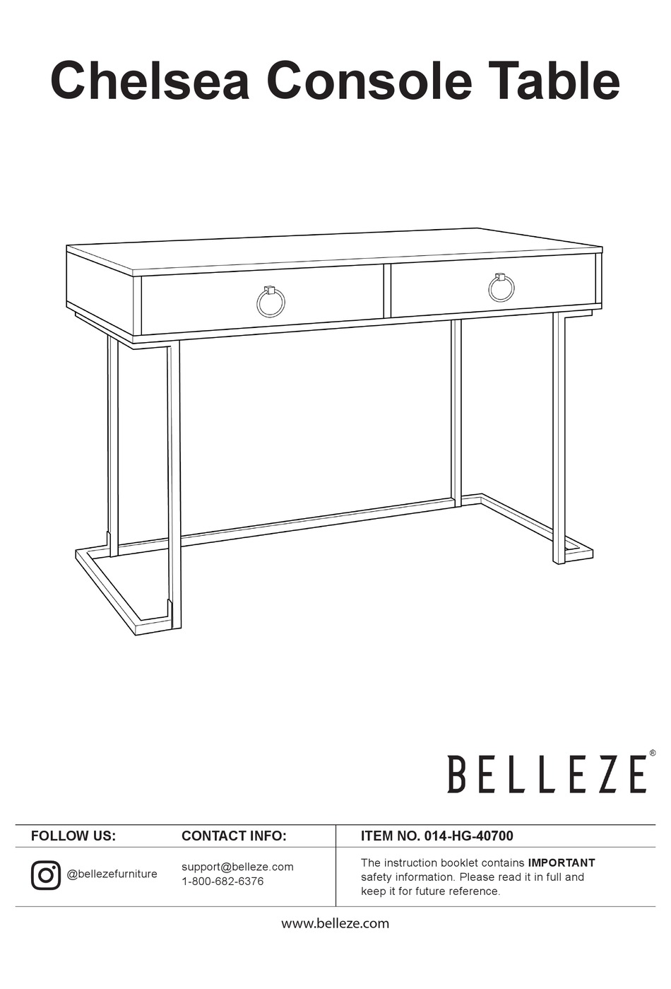 BELLEZE CHELSEA ASSEMBLY INSTRUCTIONS MANUAL Pdf Download ManualsLib