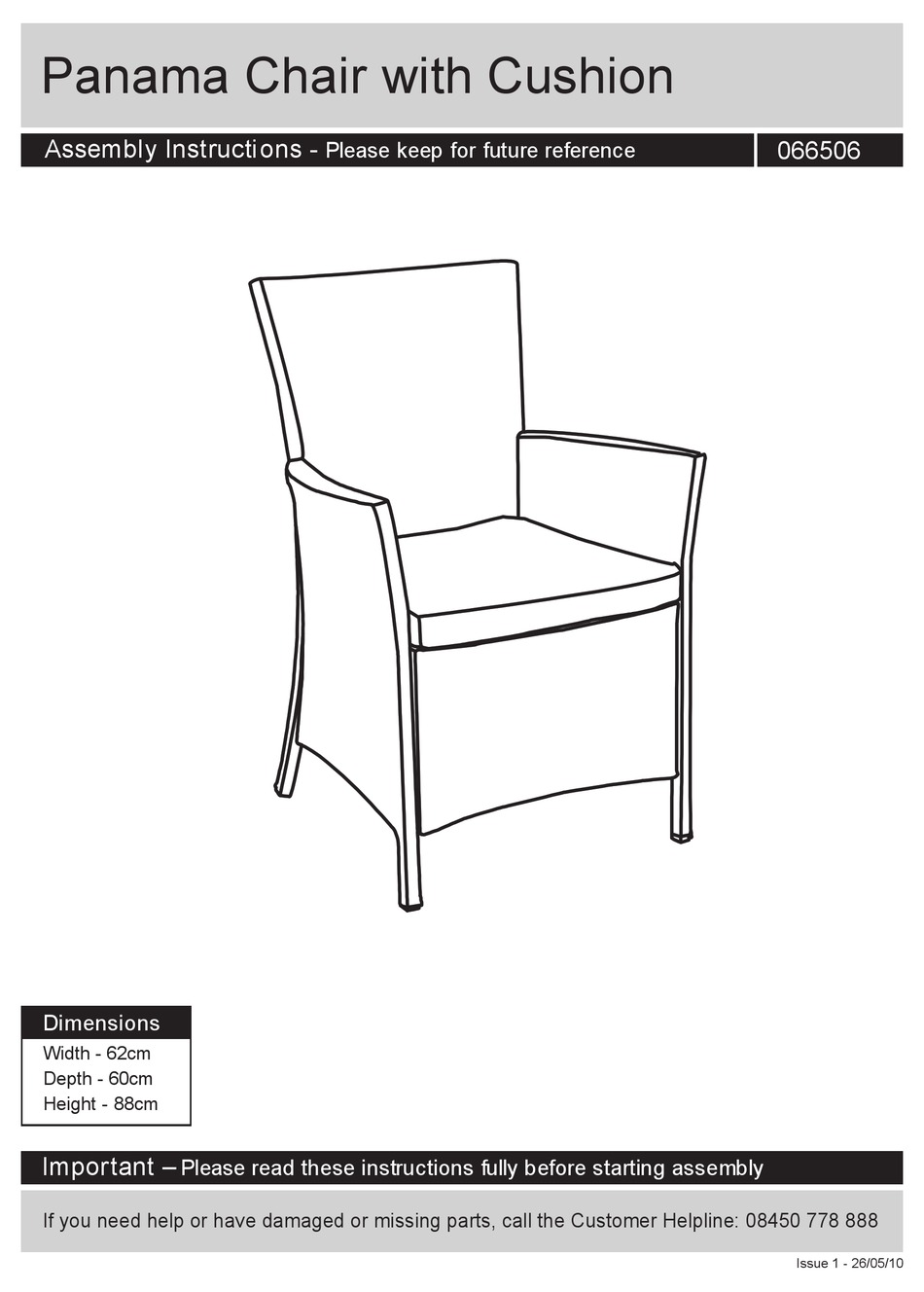 HOMEBASE PANAMA 066506 ASSEMBLY INSTRUCTIONS MANUAL Pdf Download