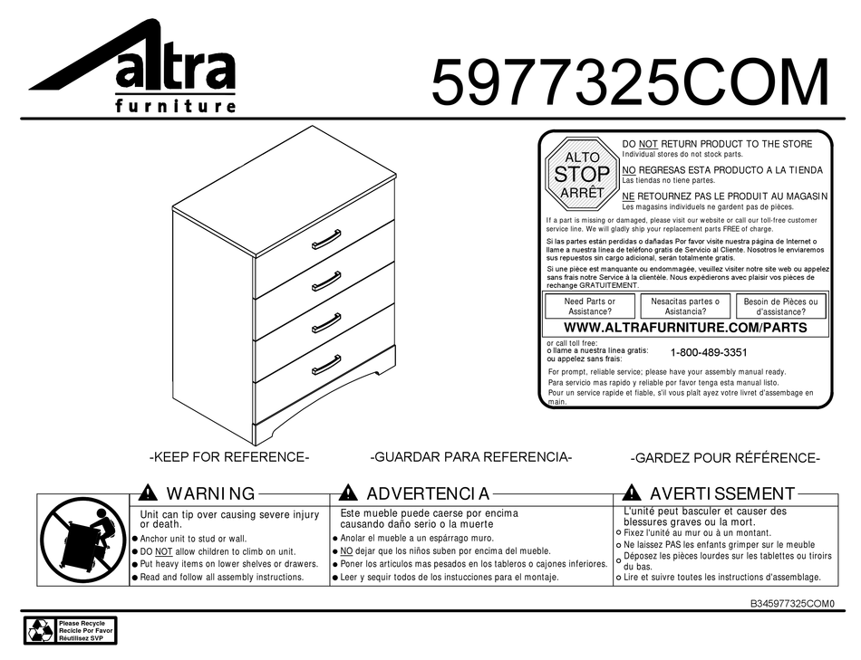 ALTRA FURNITURE ASSEMBLY INSTRUCTIONS MANUAL Pdf Download