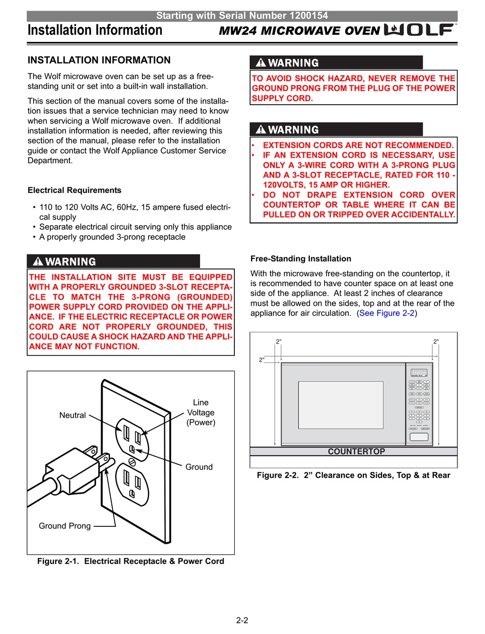 WOLF MW24 INSTALLATION INFORMATION Pdf Download ManualsLib