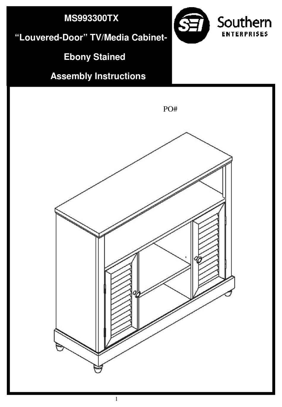 SOUTHERN ENTERPRISES MS993300TX ASSEMBLY INSTRUCTIONS MANUAL Pdf