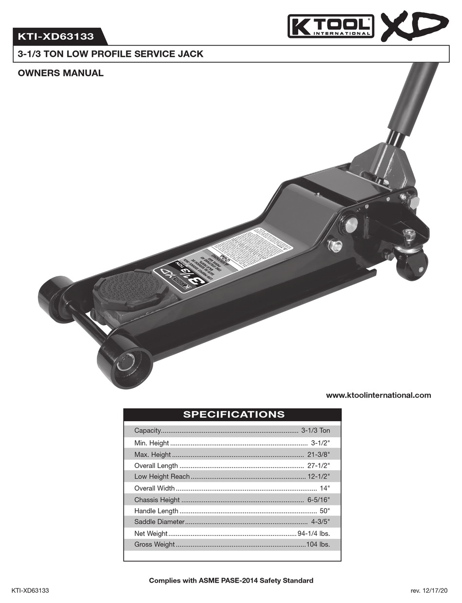 K Tool International Kti Xd63133 Owners Manual Pdf Download Manualslib 