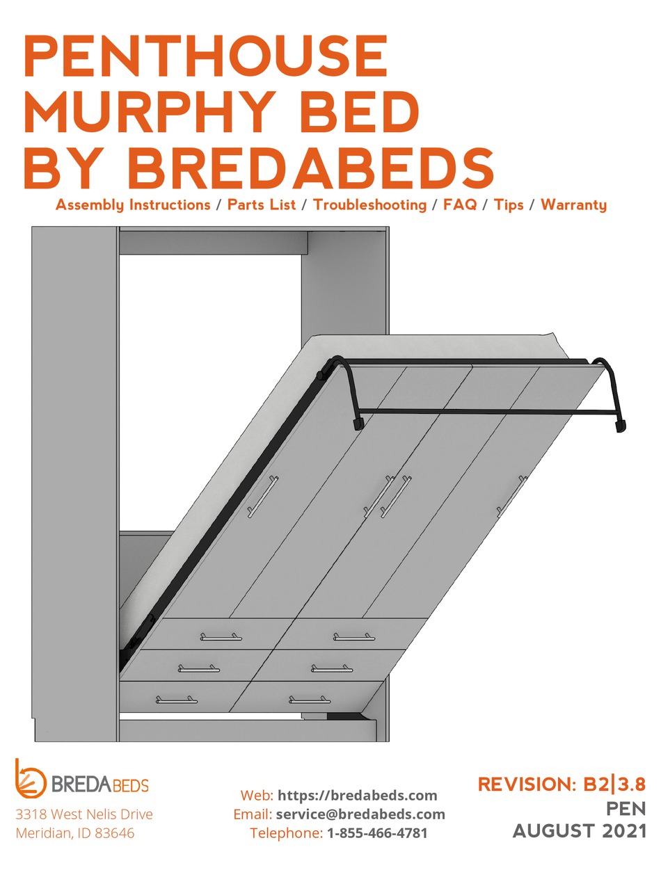 BREDABEDS PENTHOUSE MURPHY BED ASSEMBLY INSTRUCTIONS MANUAL Pdf