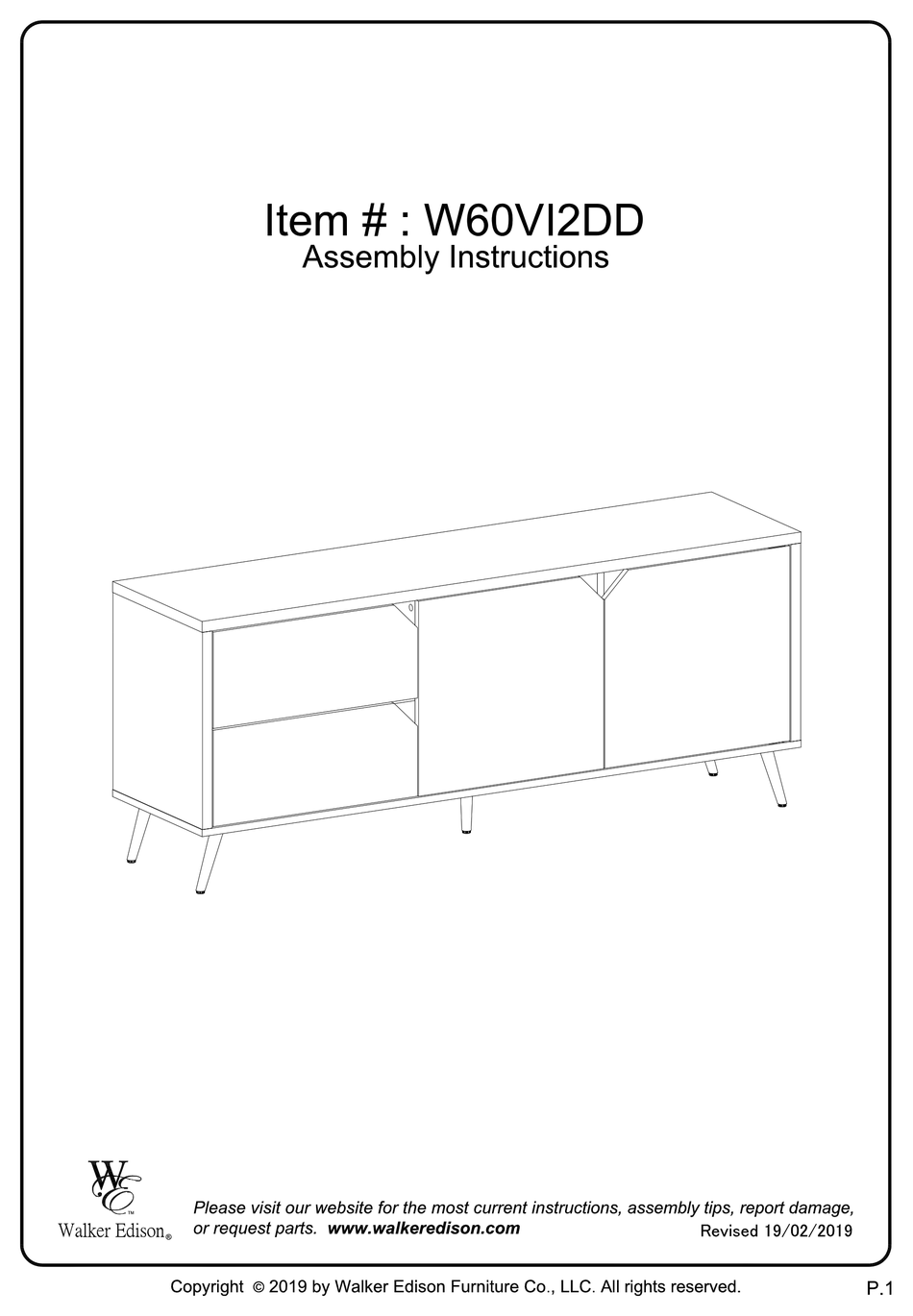 WALKER EDISON W60VI2DD ASSEMBLY INSTRUCTIONS MANUAL Pdf Download
