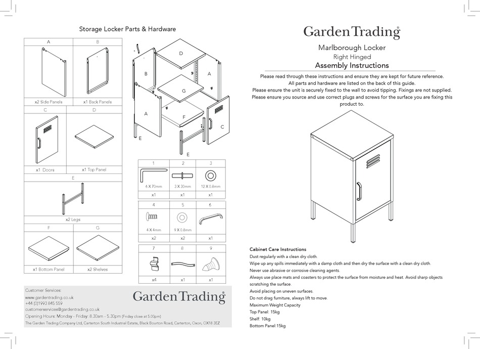 GARDEN TRADING MARLBOROUGH LOCKER ASSEMBLY INSTRUCTIONS Pdf Download