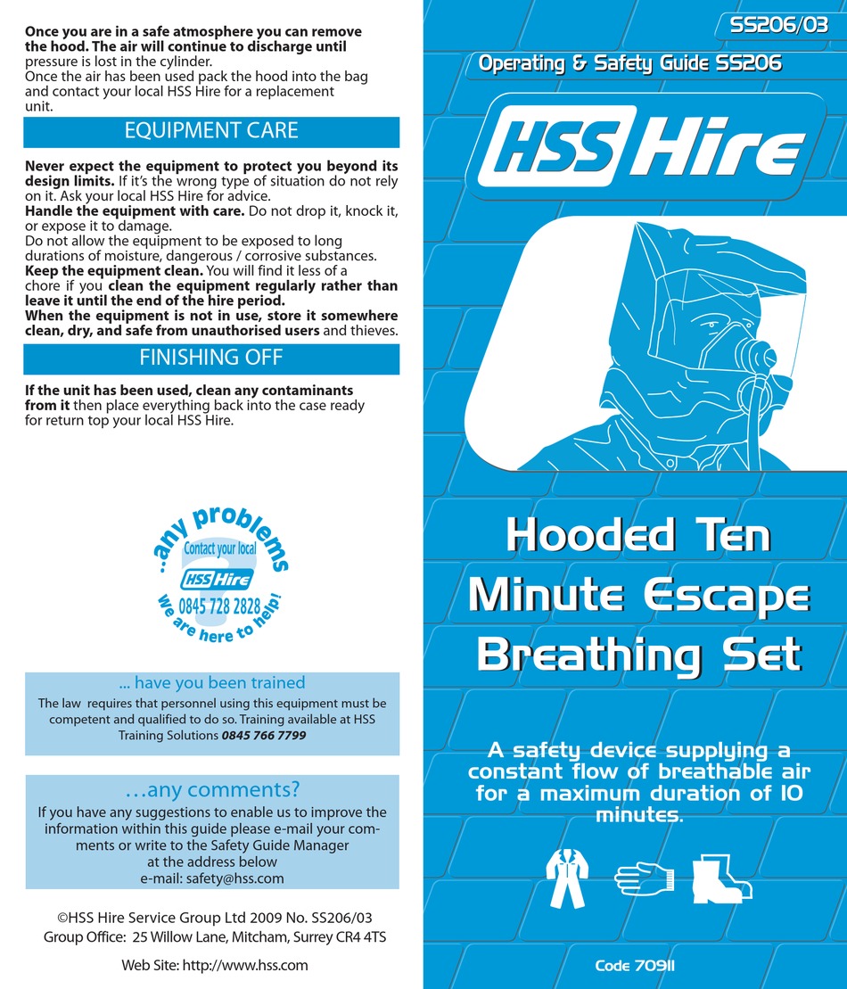 HSS HIRE 70911 OPERATING & SAFETY MANUAL Pdf Download ManualsLib