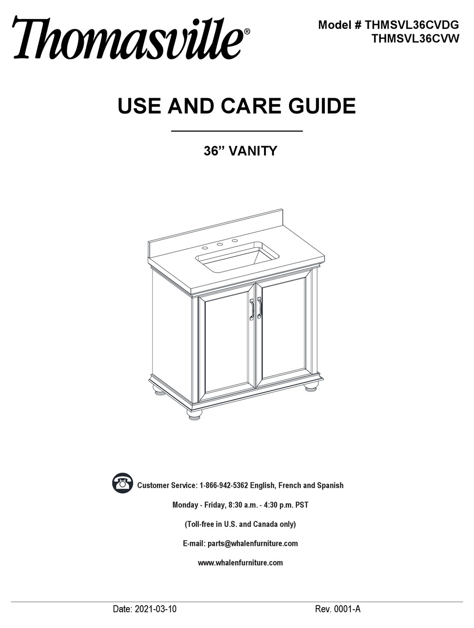 THOMASVILLE ELLAMAR THMSVL36CVDG USE AND CARE MANUAL Pdf Download