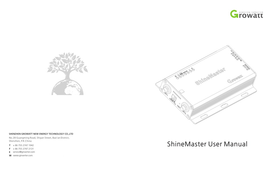 GROWATT SHINEMASTER USER MANUAL Pdf Download ManualsLib