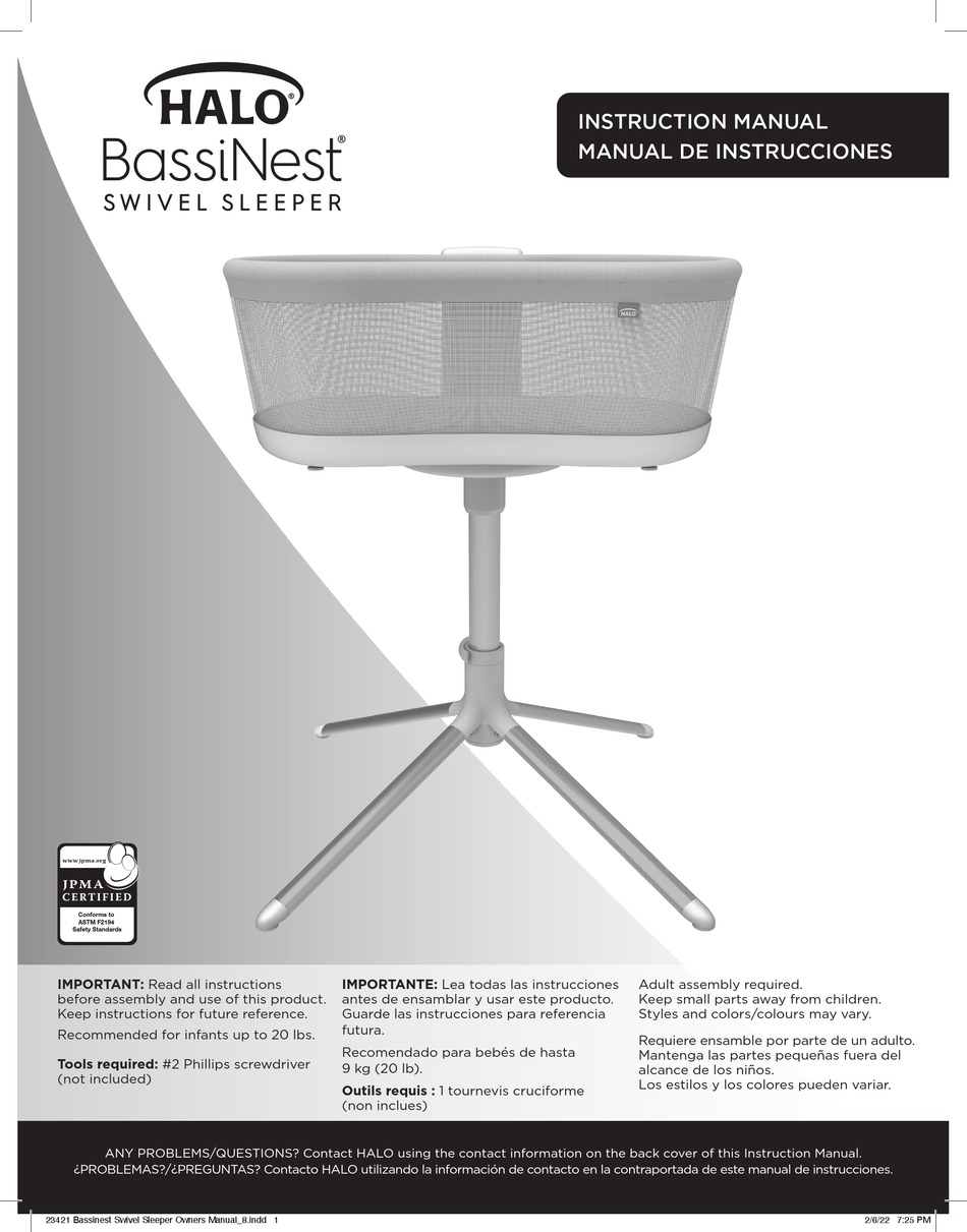 HALO BASSINEST SWIVEL SLEEPER INSTRUCTION MANUAL Pdf Download ManualsLib