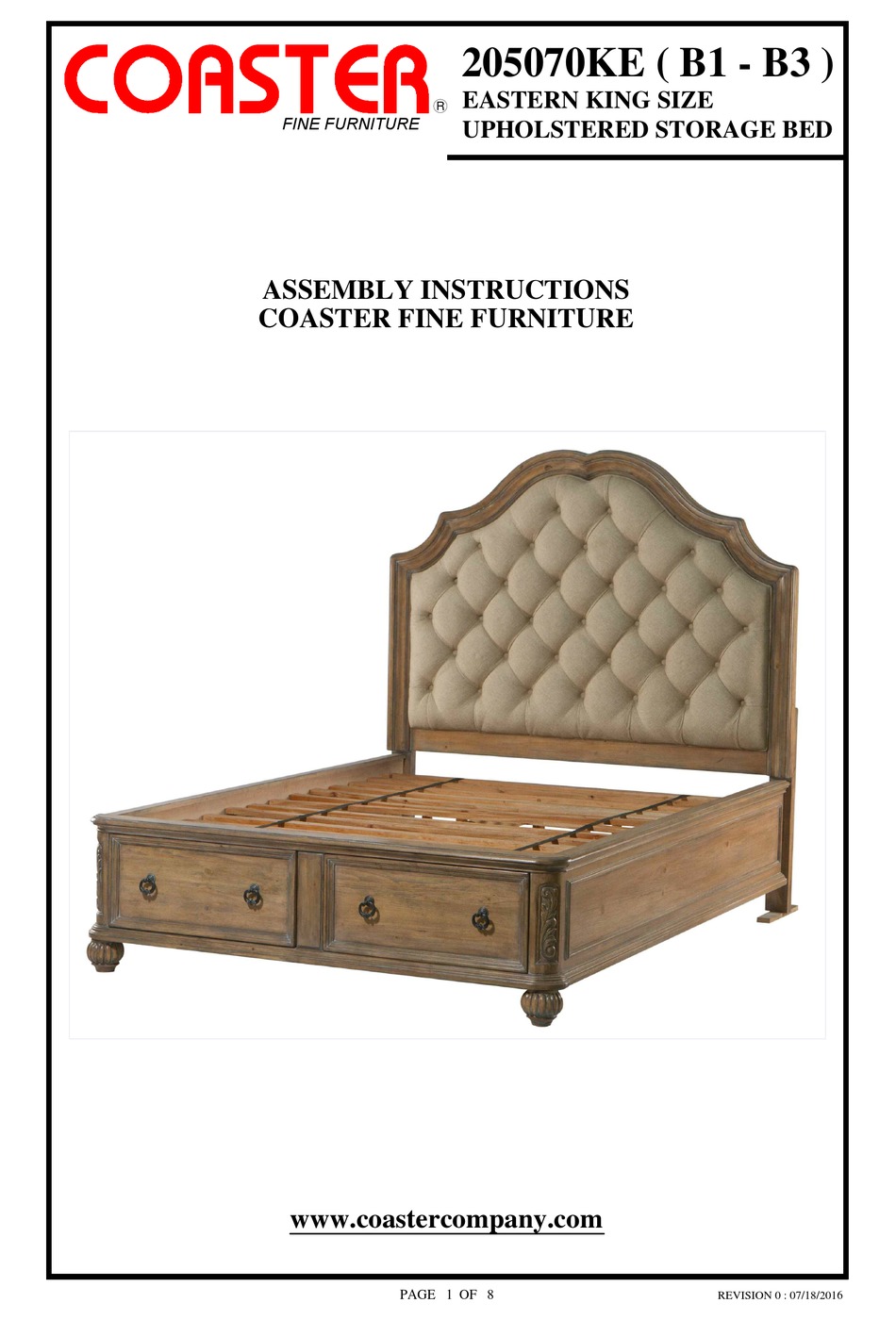 COASTER 205070KE ASSEMBLY INSTRUCTIONS MANUAL Pdf Download ManualsLib