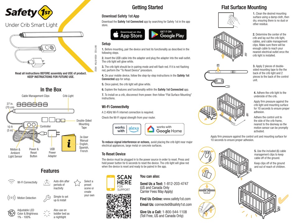 SAFETY 1ST UNDER CRIB SMART LIGHT QUICK START MANUAL Pdf Download