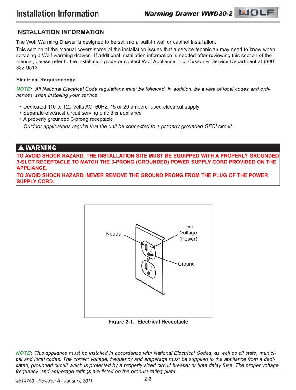 WOLF WWD302 INSTALLATION INFORMATION Pdf Download ManualsLib
